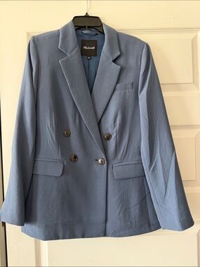 Madewell Double-Breasted Dusty Blue Blazer